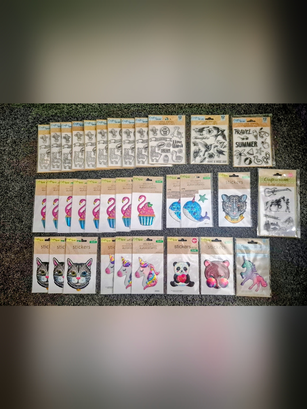 33pc Crafter's Square Mega Lot - Clear Stamps & 3D Puffy Stickers NWT